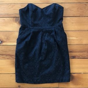 Black strapless mini dress